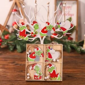 Grinch Christmas Ornaments 12PC Wood Set